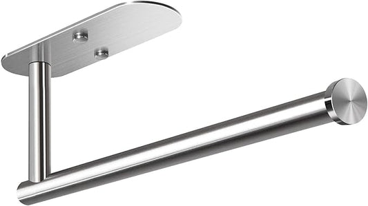 HUFEEOH Adhesive Paper Towel Holder Under Cabinet Wall Mount for Kitchen Paper Towel, Stainless Steel Paper Towel Roll Rack for Bathroom Towel (13inch, Silver)