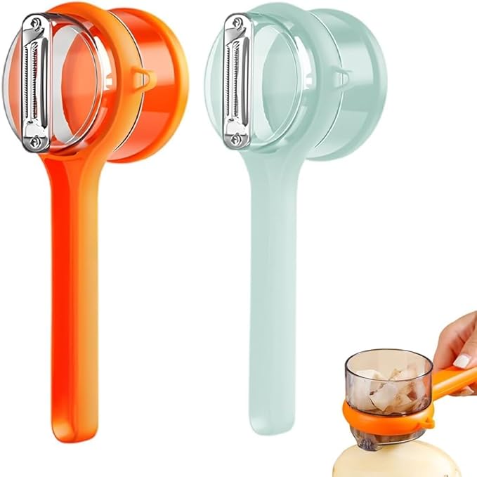 Vegetable Peeler with Box Storage,Double-Sided Stainless Steel Potato Peeler and Fruit Peeler,Vegetable Peelers for Kitchen,Apple Peeler,Carrot Peeler,Orange Peeler,Garlic Peeler (Blue+Orange)