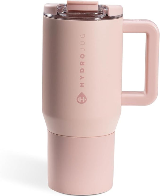HydroJug Coffee Traveler 20 oz - Leak-Resistant, Ceramic-Lined Insulated Travel Coffee Mug for Hot or Cold Drinks with Flip Lid & Handle, Dishwasher Safe Coffee Tumbler, Dusty Rose