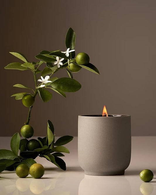 Homecourt Luxury Candle, Neroli Leaf Scent, 60-Hour Burn Time, Soy Wax Blend, Organic Cotton Wick, Reusable Kiln-Fired Ceramic Vessel, 8 Oz, 2.0