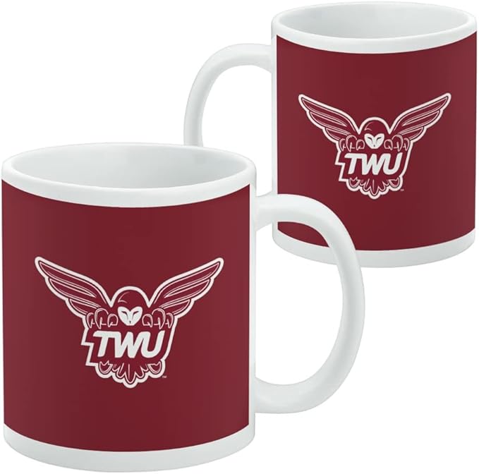 Texas Woman's Unviversity Primary Logo Ceramic Coffee Mug, Novelty Gift Mugs for Coffee, Tea and Hot Drinks, 11oz, White