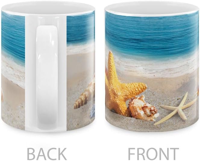 MUGBREW Seashells On The Beach Ceramic Coffee Mug Tea Cup, 11 OZ