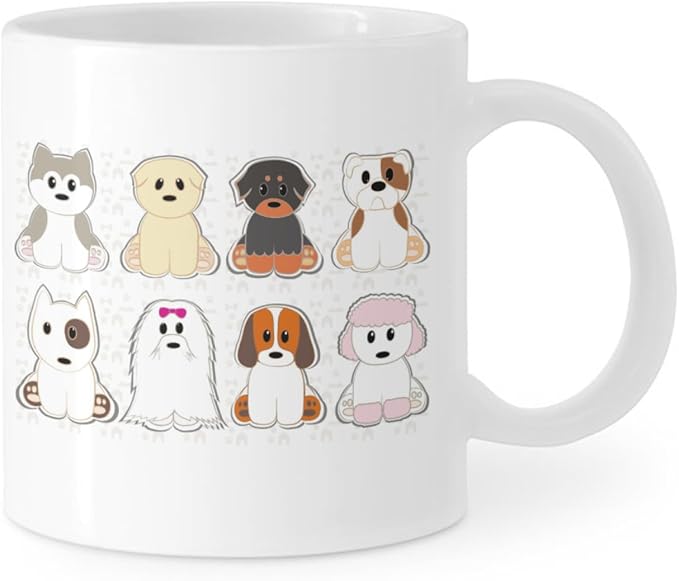 Coffee Mugs Ceramic Latte Mug with Handle Cute Dogs Pattern 11 OZ for Men Women for Latte Cappuccino Cocoa Milk Dishwasher & Microwave Safe