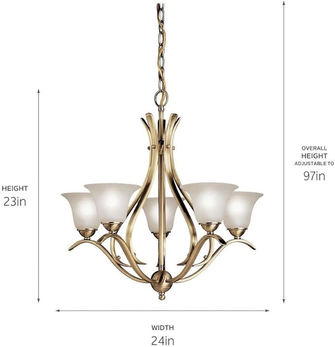 Kichler Dover 23" 5 Light Chandelier with Alabaster Swirl Glass in Tannery Bronze