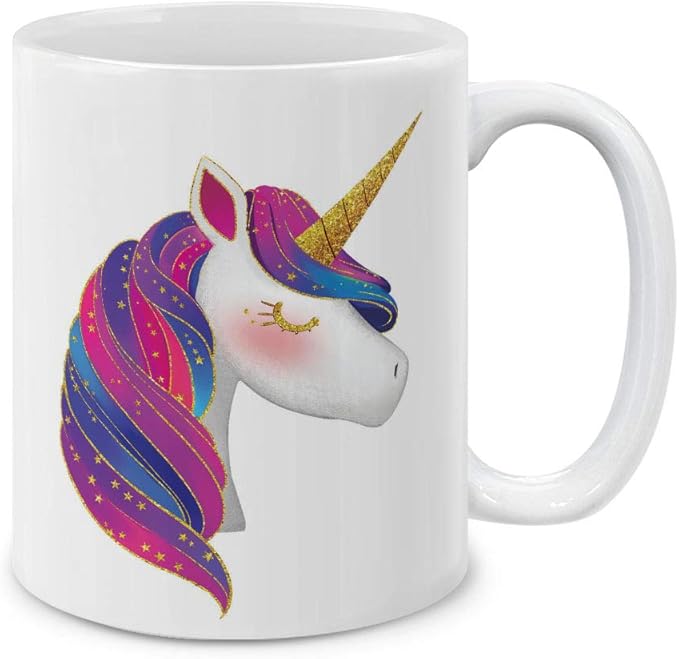 MUGBREW Black White Unicorns Ceramic Coffee Mug Tea Cup Fun Novelty, 11 OZ