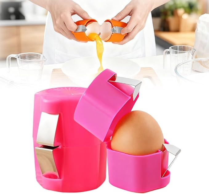 Egg opener, Upgrade Stainless Steel Egg Cutter Egg Cracker Tool Multifunctional Egg Cutter Multipack, 2026 New Egg Shell Separator for Raw Eggs Gadgets Cracker Tool (1, Pink)