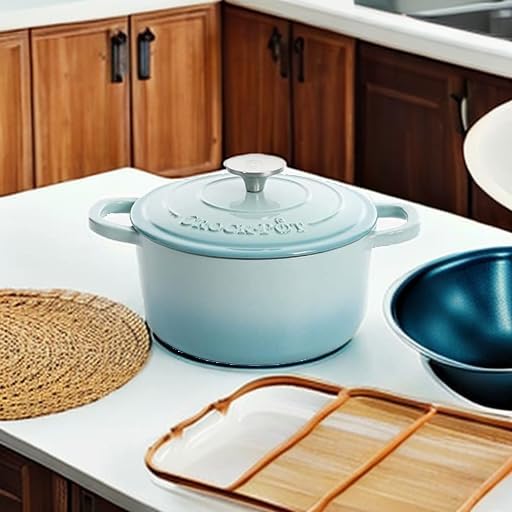 Crock-Pot Artisan Round Enameled Cast Iron Dutch Oven, 5-Quart, Aqua