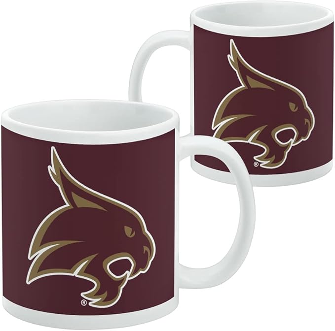 Texas State University Logo Ceramic Coffee Mug, Novelty Gift Mugs for Coffee, Tea and Hot Drinks, 11oz, White