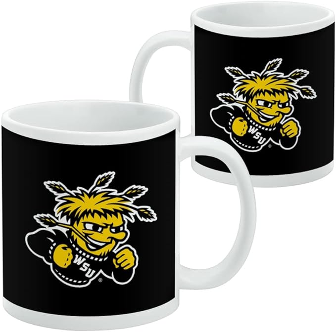 Wichita State University Shockers Logo Ceramic Coffee Mug, Novelty Gift Mugs for Coffee, Tea and Hot Drinks, 11oz, White