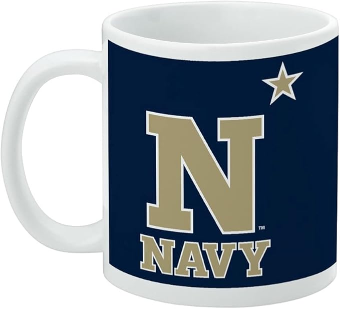 US Naval Academy Primary Logo Ceramic Coffee Mug, Novelty Gift Mugs for Coffee, Tea and Hot Drinks, 11oz, White