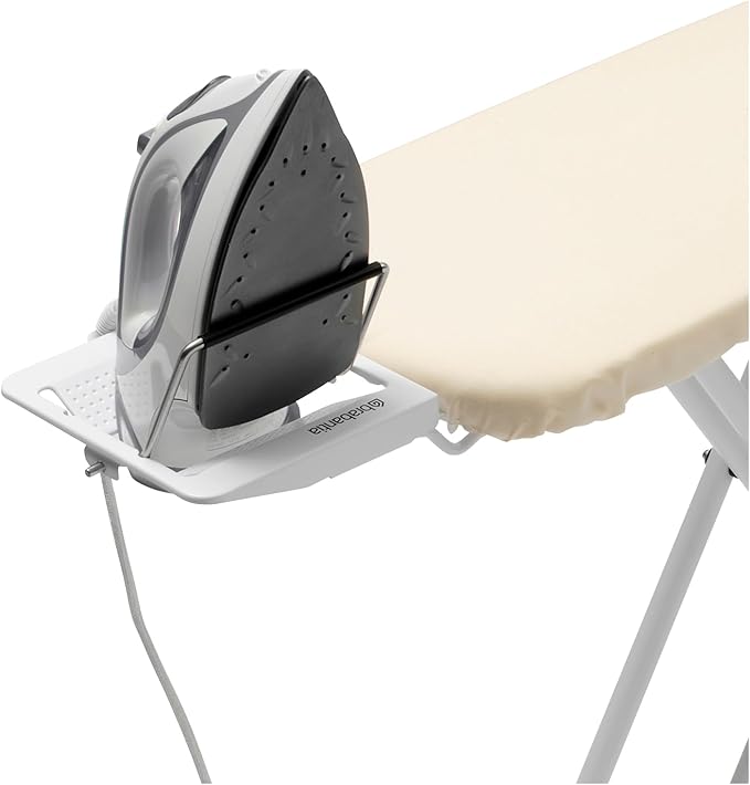 Brabantia Size A Compact Small Ironing Board (43x12 in) 7 Height Options, Adjustable Steam Iron Rest Holder (Soothing Sea) Non-Slip Feet, Anti-Collapse Child Locks