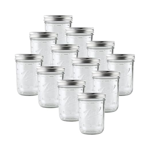 Ball - 16oz Wide Mouth Jars with Lids & Bands 12 Pack Jars, Large Glass Mason Jar for Food Storage with airtight Lid, 0.125 Gallon Glass Jar with Lid and Bands, Set of 12
