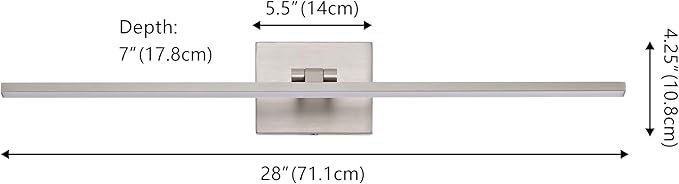 JONATHAN Y JYL7163D Santino 28" Modern Minimalist Swivel Integrated Dimmable LED Rechargeable Picture Light with Touch Sensor for Bedroom, Living Room, Kitchen, Office, Nickel