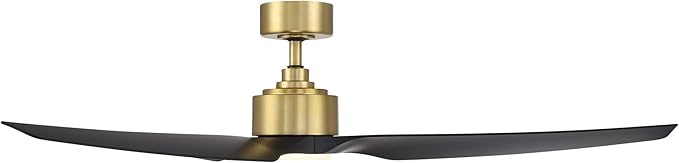 WAC Smart Fans Stella Indoor and Outdoor 3-Blade Ceiling Fan 60in Satin Brass Matte Black 3000K LED with Remote Control Compatible with Alexa and iOS or Android App