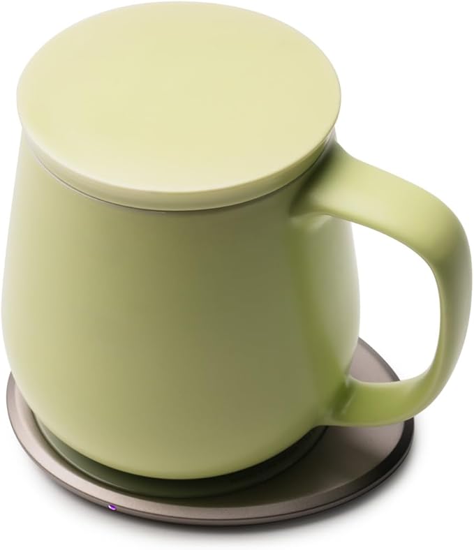 Ui+ Self-Heating Mug Set – Verde Green | 18 fl oz / 532 mL Ceramic Coffee & Tea Mug Set