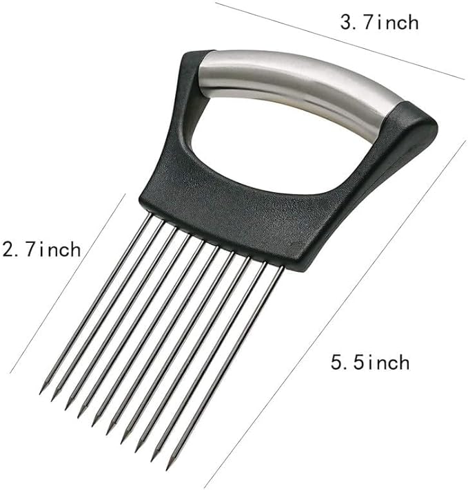 Onion Slice Holder, 2025 Upgraded Stainless Steel Onion Holder for Slicing Lemon Slicer Vegetable Cutter, Kitchen Chopper Slicing Assistant Tool for Meat, Onion, Potato, Tomato (2, C)