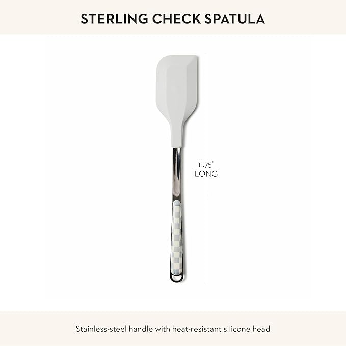 MACKENZIE-CHILDS Kitchen Spatula, Silicone Spatula for Cooking, Gray-and-White Sterling Check