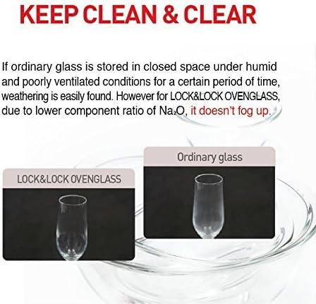 LOCK & LOCK Purely Better Glass Food Storage Container with Steam Vent Lid, Round-32 oz, Clear
