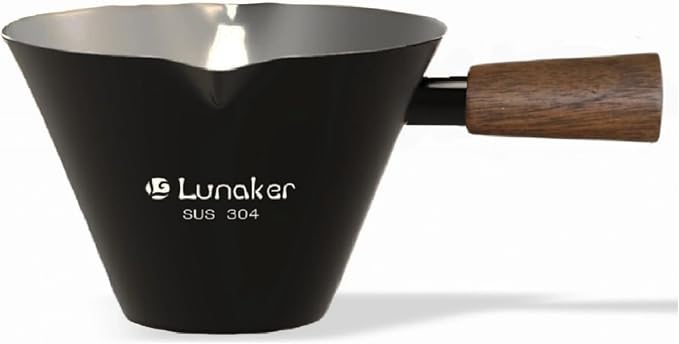 Espresso Cups - 4OZ Espresso Shot Cup with Wooden Handle -Measuring Cup with Double Spouts - Coffee Bar Accessories, Black