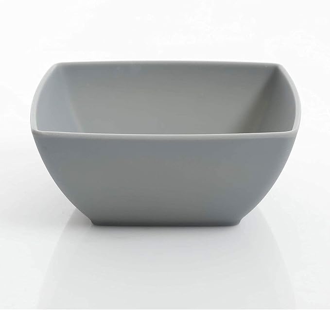 Gibson 99897.16R Home Soho Grayson Square Melamine Everyday 16 Pc Reactive Glaze Dinnerware Set Plates, Bowls, & Cups, Dishwasher Safe, Grey (4 Pack)