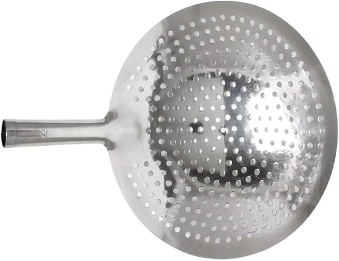 TrueCraftware- 11-inch Oil Skimmer Stainless Steel Hole Size: 6mm- for Cooking and Frying Kitchen Utensils Wire Pasta Strainer Spoon Food Preparation Kitchen Strainer