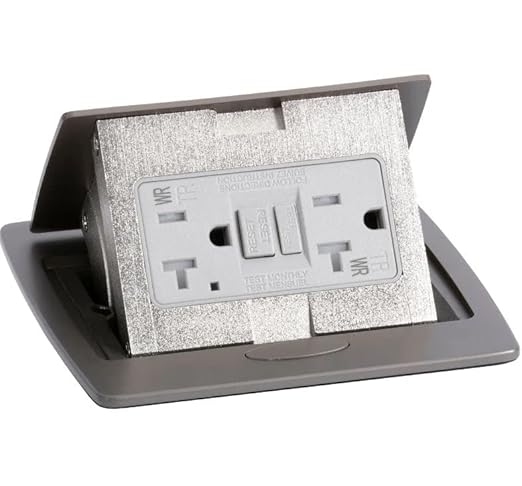 Lew Electric Kitchen Countertop Pop Up Charging Outlet (2 Power | GFCI, Graphite Black)
