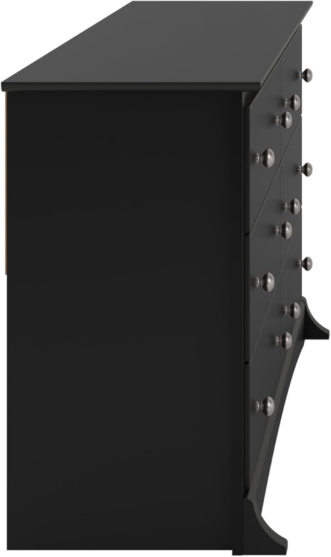 Prepac Sonoma 6-Drawer Double Dresser for Bedroom, Wide Chest of Drawers, Traditional Bedroom Furniture, 59"W x 17.5"D x 29"H, Black