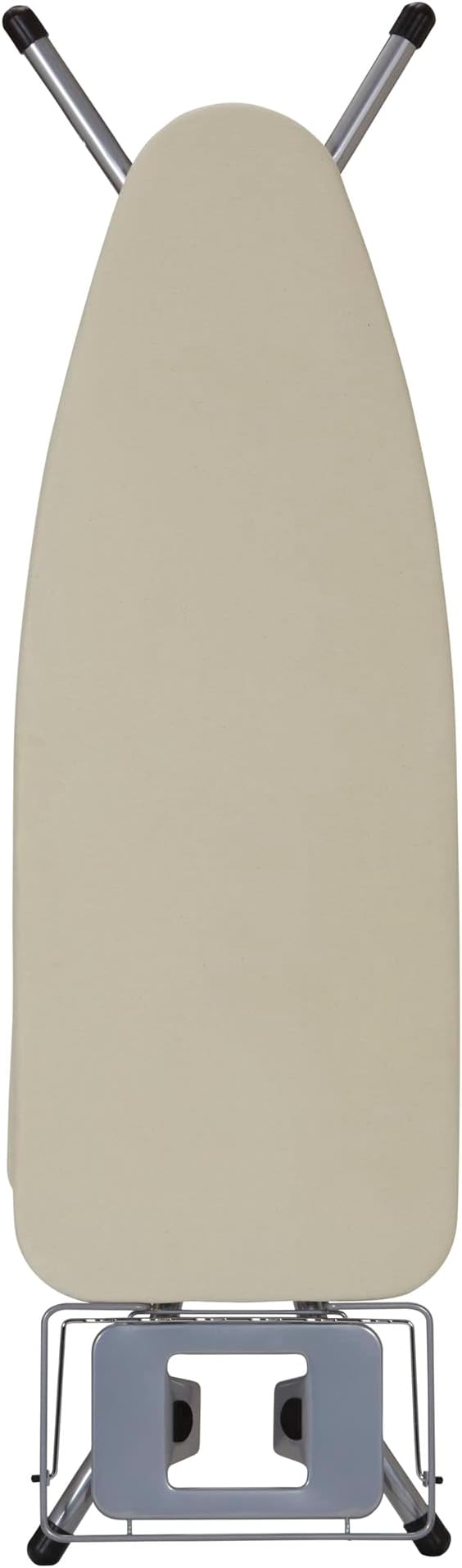 Household Essentials Wide Mega Ironing Board 4-Leg, Steel Top Pressing Station, Heat-Resistant Fiber Pad and Cotton Cover, Includes Sleeve Board and Iron Rest with Hanger Bar, Silver Frame