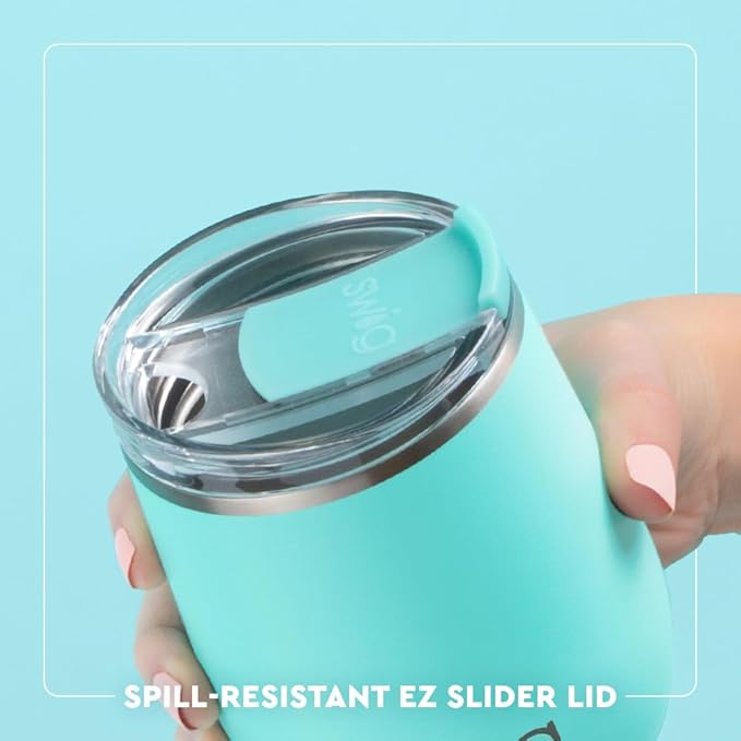 Swig Life 12oz Wine Tumbler with Lid, Stainless Steel, Dishwasher Safe, Portable, Triple Insulated Wine Tumbler (Miss Independence)