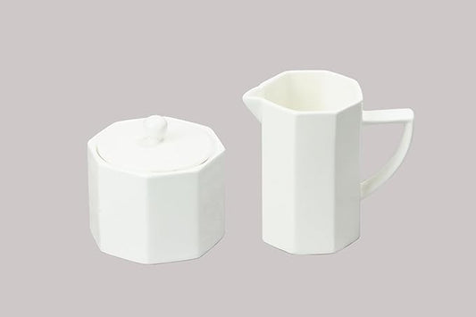 Bone China Cone Shape, Elegance White Sugar & Creamer Set