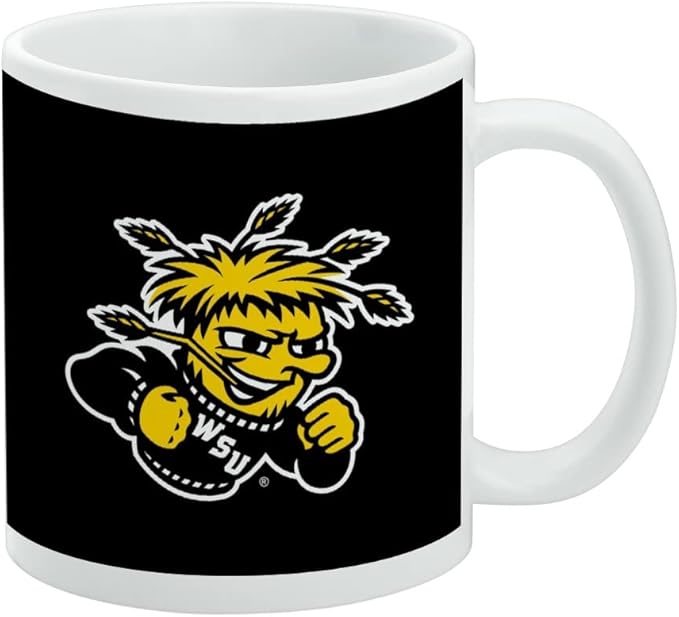 Wichita State University Shockers Logo Ceramic Coffee Mug, Novelty Gift Mugs for Coffee, Tea and Hot Drinks, 11oz, White