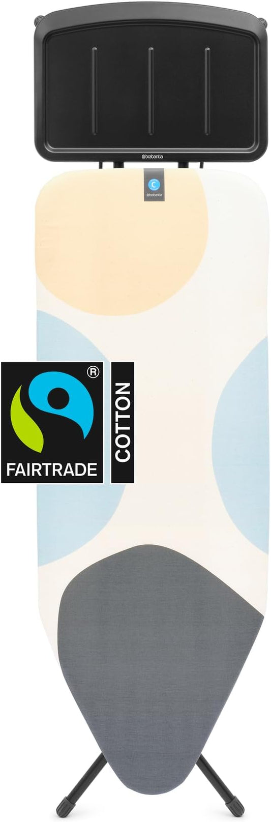 Brabantia - Ironing Board C - Extra Large Steam Iron Rest - Adjustable in Height - Non-Slip Rubber Feet - Cotton Cover with Foam Layer - Foldable XL Unit - Spring Bubbles - 49 x 18 inches