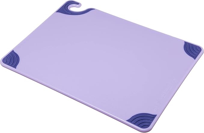 San Jamar Saf-T-Grip Cutting Board for Restaurants, Saf-T-Zone Cutting Board, 15" X 20", Purple