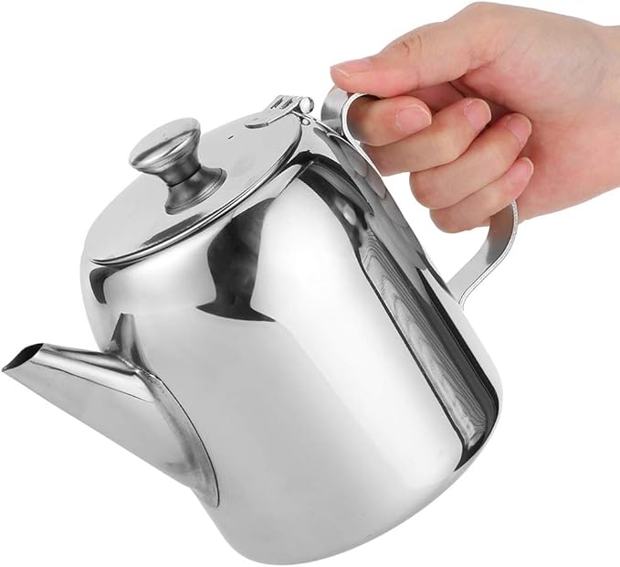 Coffee Pot Teapot Stainless Steel Tea Kettle Cold Short Spout Pour Over for Home Kitchen Hotel Restaurant(32oz)