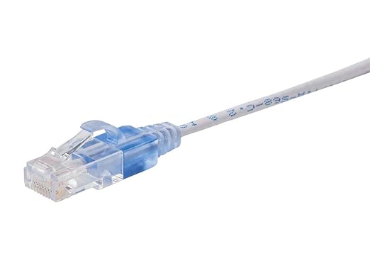 Monoprice Cat6A Ethernet Patch Cable - Snagless RJ45, 550Mhz, 10G, UTP, Pure Bare Copper Wire, 30AWG, 5-Pack, 7 Feet, White - SlimRun Series