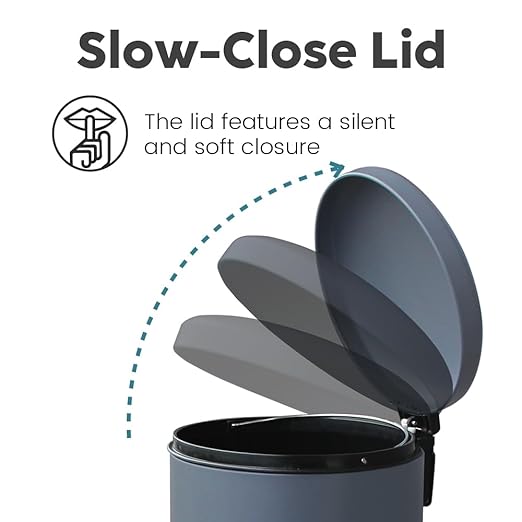 8-Gallon Stainless Steel Trash Can – Round, Slim Garbage can featuring a Removable Inner Liner, Soft Close Lid, Step-on Pedal. Ideal for use in the Kitchen,Office, Living room, or Bathroom,Grey.