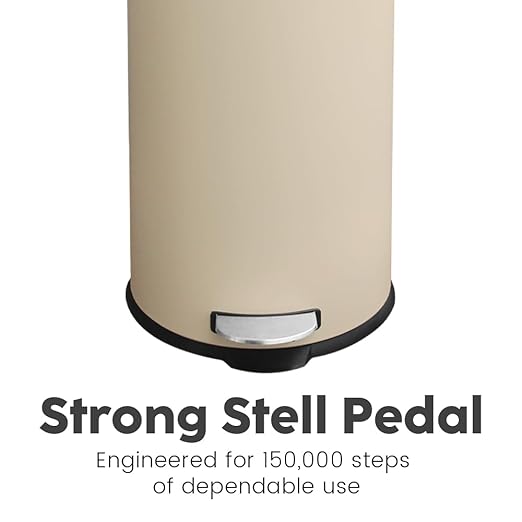 8-Gallon Trash Can, 30 Liter Stainless Steel Garbage Can, Round Trash Can with Lid, Slim Garbage can Featuring a Removable Inner Liner (Cream, 30L-Round)