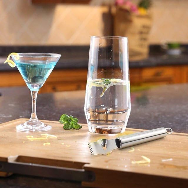 Silver Premium Stainless Steel Lemon Zester and Peeler - Dishwasher Safe, Citrus-Friendly, Ergonomic Graters, Peelers and Slicers