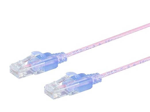 Monoprice Cat6A 7ft Pink 5-Pk Patch Cable UTP 30AWG 10G Pure Bare Copper Snagless RJ45 SlimRun Series Ethernet Cable