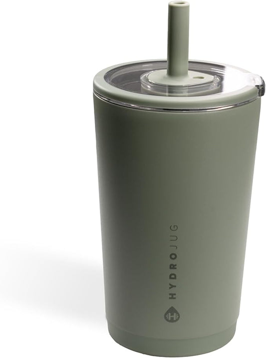HydroJug Everyday Tumbler 14 oz – Ceramic-Lined Insulated Tumbler with Straw and Soft-Touch Lid, Cup Holder Friendly, Double-Wall Vacuum Insulation, Reusable Travel Cup – Courtyard