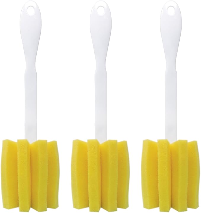 LOLA Glass & Jar Sponge Brush, Star Shaped, 3 Pack, Foam Material, Dishwasher Safe, Non-Scratch, Perfect for Glasses, Mugs, Bottles