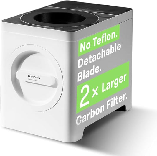 Electric Kitchen Composter | Indoor Food Waste Compost Bin for Kitchen Countertop | Odor-Free, 40dB Quiet, Industry-First Detachable Blade, Self-Cleaning | Japanese Design (100oz White)