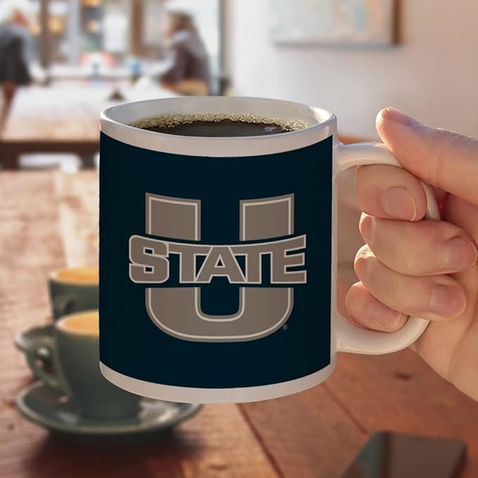 Utah State University Primary Logo Ceramic Coffee Mug, Novelty Gift Mugs for Coffee, Tea and Hot Drinks, 11oz, White
