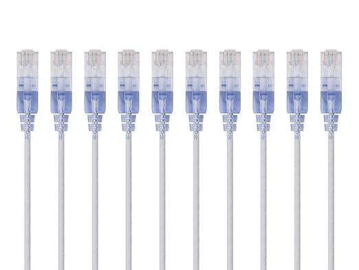 Monoprice - 133257 SlimRun Cat6A Ethernet Patch Cable - Snagless RJ45 UTP Pure Bare Copper Wire 10G 30AWG 30ft Black 10-Pack