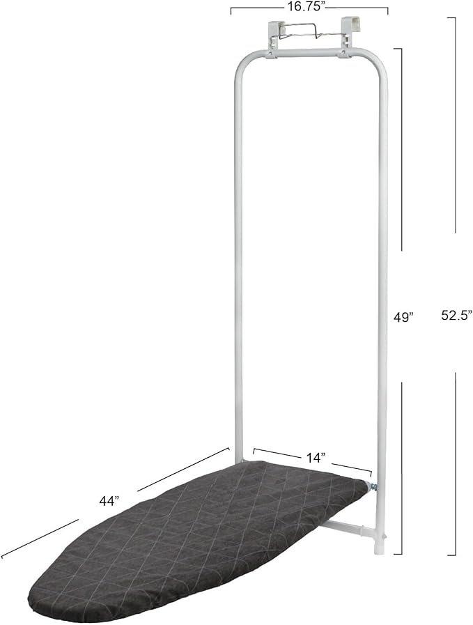 Household Essentials Over The Door Ironing Board, Perfect for Dorms or Small Spaces, White