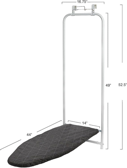 Household Essentials Over The Door Ironing Board, Perfect for Dorms or Small Spaces, White