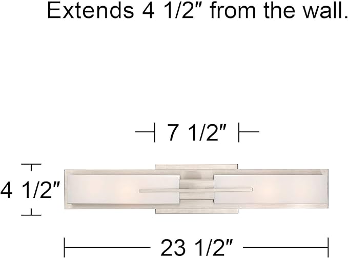 Possini Euro Design Midtown Modern Wall Lights Set of 2 Satin Nickel Silver Metal Hardwired 4 1/2" Fixture White Glass Shade for Bedroom Bathroom Vanity Living Room Home Hallway Dining Kitchen