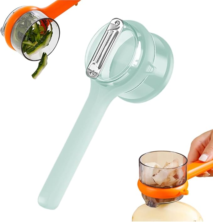 2026 New Kitchen Special Fruit Peeler with Box Storage, Upgrade Vegetable Peeler with Catcher Peeler with Storage Bucket, Double-Sided Stainless Steel Multi-Function Peelers (Blue)