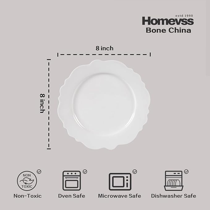 HomeVss, New Bone China Dinnerware Set Embossed Winds, Service for 8-40pc Set