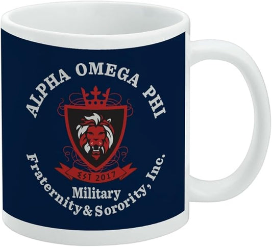 Alpha Omega Phi Sorority Primary Logo Ceramic Coffee Mug, Novelty Gift Mugs for Coffee, Tea and Hot Drinks, 11oz, White